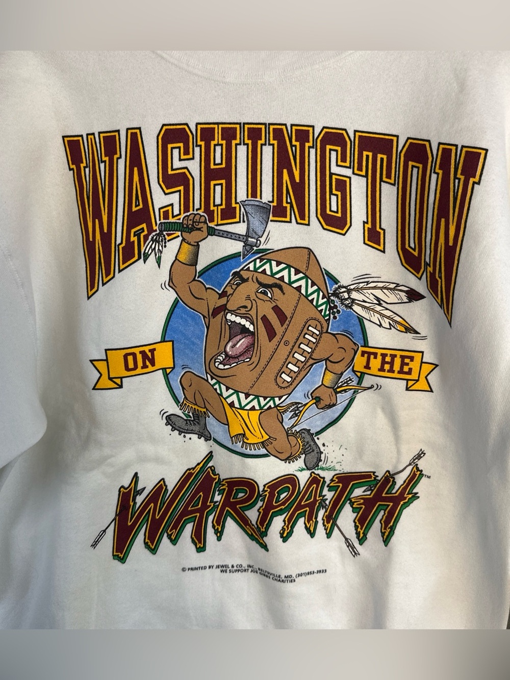 Vintage 90s Washington Redskins Warpath Sweatshirt USA Oneita Mens XL White - Picture 2 of 7
